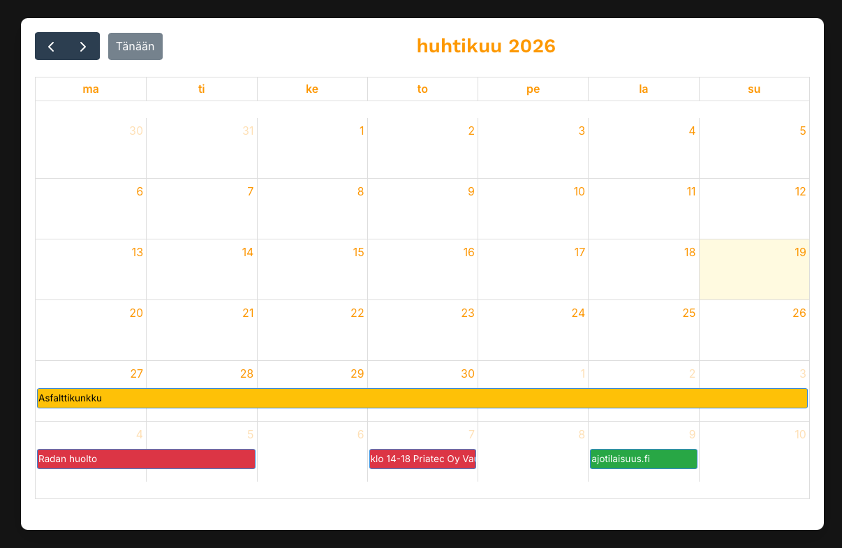 Kalenterin Frontend